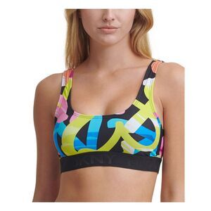 DKNY Women's Black Printed Stretch Swimsuit Top XS
